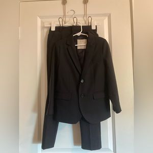 Boys 7/8 Zara Dark Navy Blue Two Piece Suit Wool Blend Fully lined Jacket